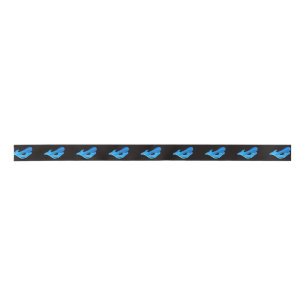 blue mermaids on black satin ribbon