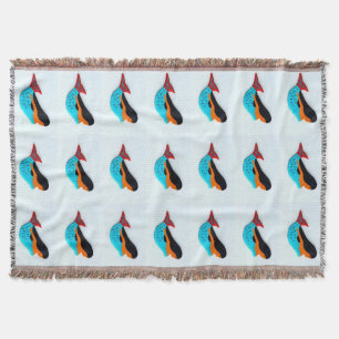 blue mermaids pattern throw blanket