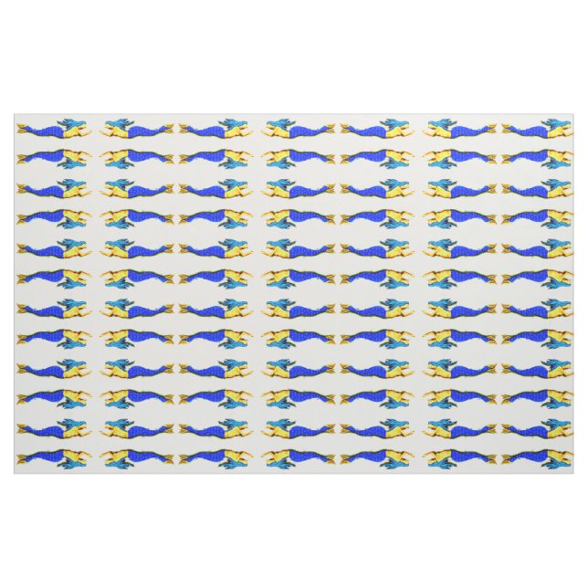 blue mermaids with black hair pattern fabric (Fat Quarter)