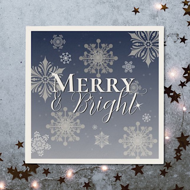 Blue Merry and Bright Snowflakes Christmas Napkin (Blue Merry and Bright Snowflakes Christmas Napkins)