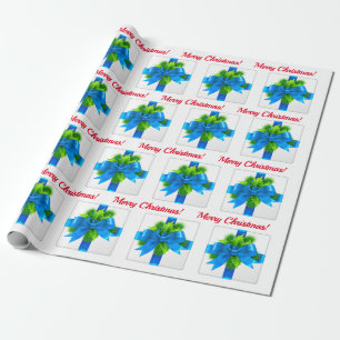 Blue Merry Christmas Gift Wrapping Paper