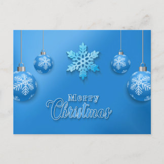 Blue Merry Christmas Postcard
