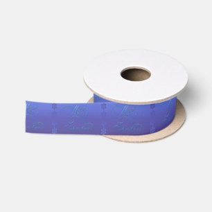 Blue Merry Christmas Satin Ribbon