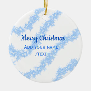 Blue merry christmas sparkle glitter lines add nam ceramic tree decoration