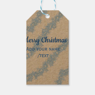 Blue merry christmas sparkle glitter lines add nam gift tags