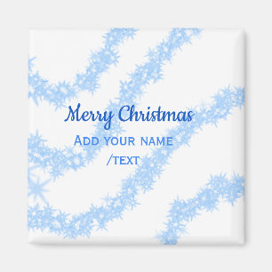 Blue merry christmas sparkle glitter lines add nam magnet