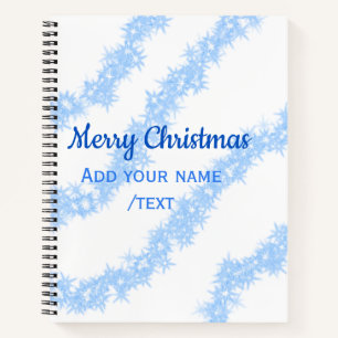 Blue merry christmas sparkle glitter lines add nam notebook