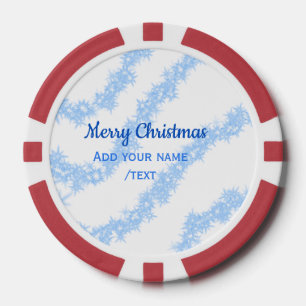 Blue merry christmas sparkle glitter lines add nam poker chips