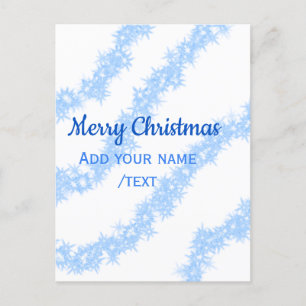 Blue merry christmas sparkle glitter lines add nam postcard