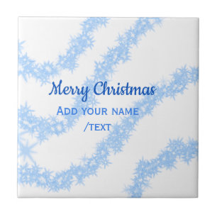 Blue merry christmas sparkle glitter lines add nam tile