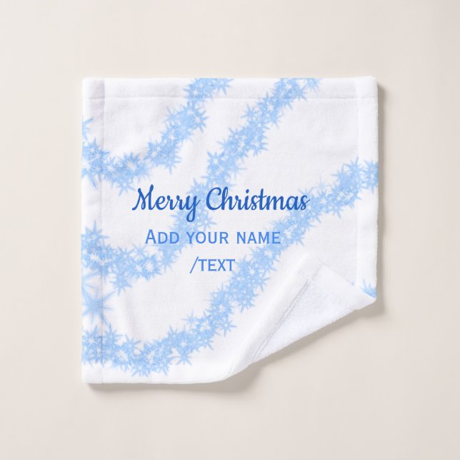 Blue merry christmas sparkle glitter lines add nam wash cloth (Wash Cloth)