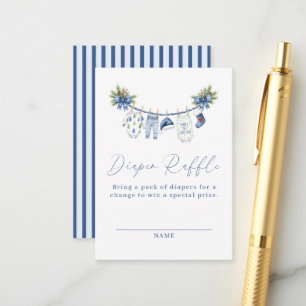 Blue Merry Little Baby Shower Diaper Raffle Enclosure Card