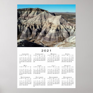 Blue Mesa Badlands Desert Mountains 2021 Calendar Poster