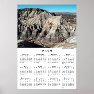 Blue Mesa Badlands Desert Mountains 2023 Calendar Poster