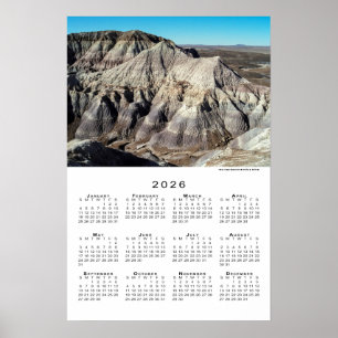 Blue Mesa Badlands Desert Mountains 2026 Calendar Poster