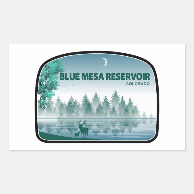 Blue Mesa Reservoir Colorado Deer Rectangular Sticker (Front)