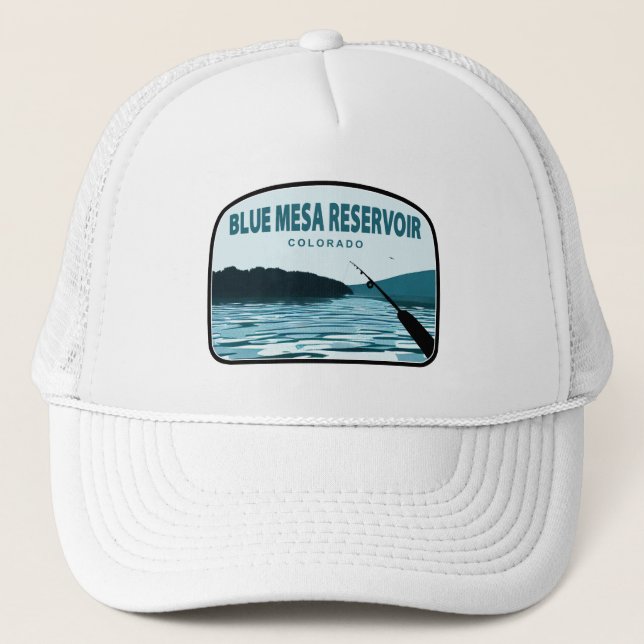 Blue Mesa Reservoir Colorado Fishing Rod Trucker Hat (Front)