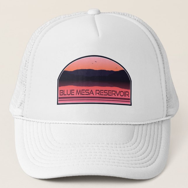 Blue Mesa Reservoir Colorado Red Sunrise Trucker Hat (Front)