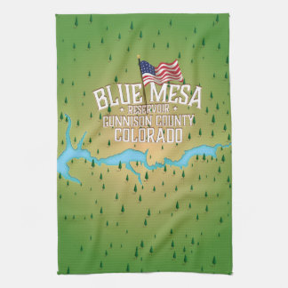 Blue Mesa Reservoir, Gunnison,Gunnison County Map Tea Towel