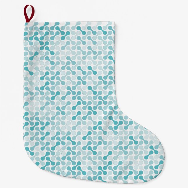Blue metaball pattern large christmas stocking (Front)
