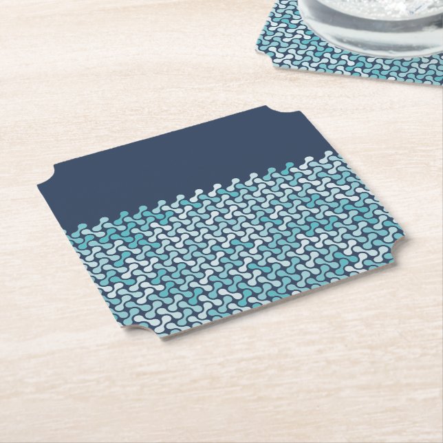 Blue metaball pattern paper coaster (Angled)