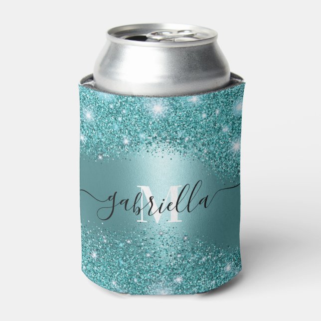 Blue Metal and Glitter Can Cooler (Can Front)