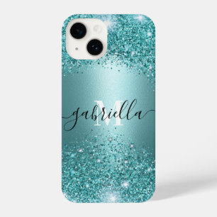 Blue Metal and Glitter iPhone 14 Case