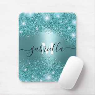 Blue Metal and Glitter Mouse Mat