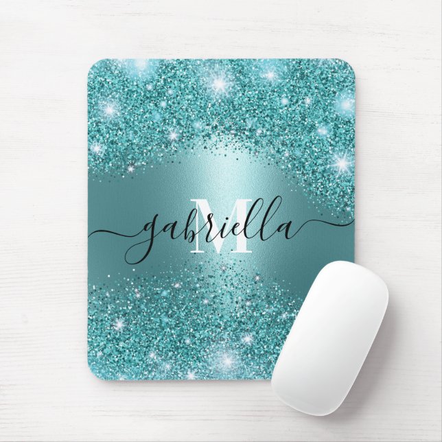Blue Metal and Glitter Mouse Mat (With Mouse)