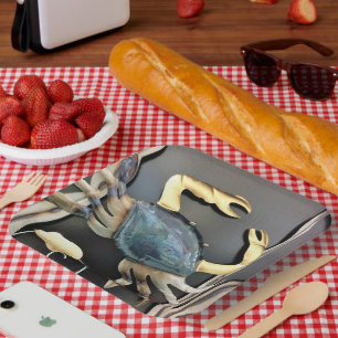 Blue Metal Art Crab  Paper Plate