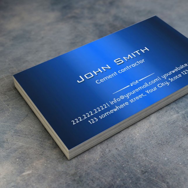 Blue Metal Cement Contractor Business Card (Creator Uploaded)