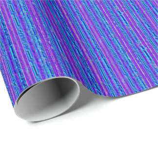 Blue Metal Purple Stripes Wrapping Paper