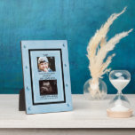 Blue Metal Stud Ultrasound 2 Photo Dad Plaque<br><div class="desc">Ultrasound (2) photo plaque.  Father's day gift.  We love you.  Photo of child and ultrasound baby.</div>