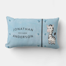 Blue Metal Stud Watercolor Zebra Custom Name Child