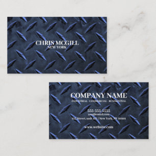 Blue Metal Texture Custom Construction Worker Business Card