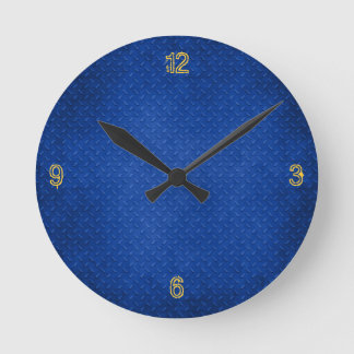 Blue Metal Wall Clock