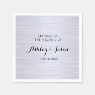 Blue Metal Wedding Paper Plate Napkin