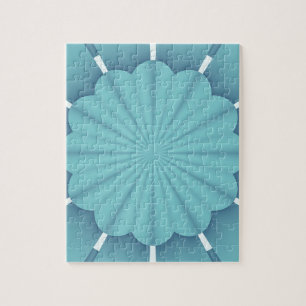Blue Metallic Abstract Flower Jigsaw Puzzle