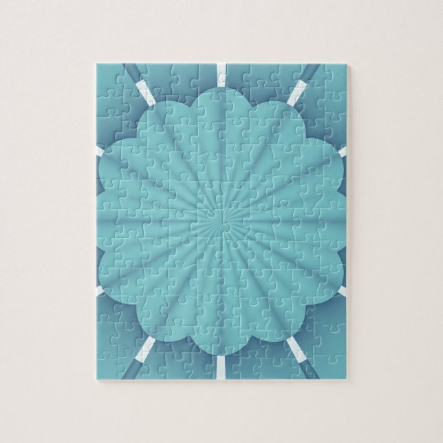 Blue Metallic Abstract Flower Jigsaw Puzzle (Vertical)