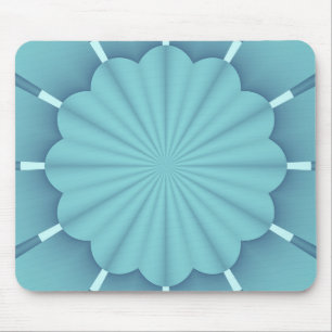 Blue Metallic Abstract Flower Mouse Mat