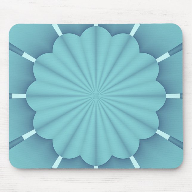 Blue Metallic Abstract Flower Mouse Mat (Front)
