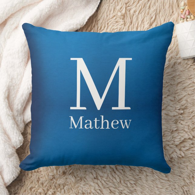 blue metallic abstract shiny monogram name man  cushion (Blanket)