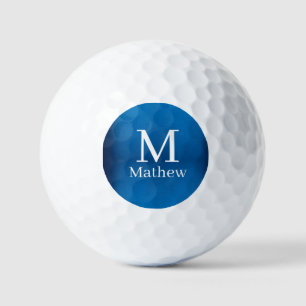 blue metallic abstract shiny monogram name man golf balls