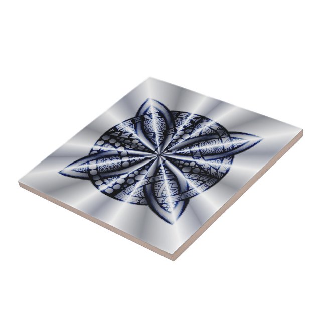 Blue Metallic Celtic Knot Original Art Tile (Side)