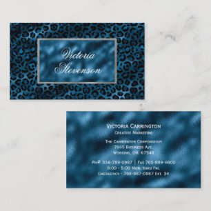 Blue Metallic Elegant Modern  Business Card