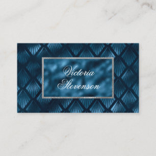 Blue Metallic Elegant Modern  Business Card