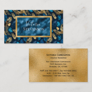 Blue Metallic Elegant Modern  Business Card