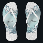 Blue Metallic Floral & Confetti Glitter | Wedding Flip Flops<br><div class="desc">Bridal Party Flip Flop Shoes ready for you to personalise. ⭐This Product is 100% Customisable. Graphics and/or text can be added, deleted, moved, resized, changed around, rotated, etc... 99% of my designs in my store are done in "LAYERS". This makes it easy for you to resize and move the graphics...</div>