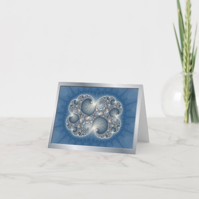 Blue Metallic Fractal notecards (Front)