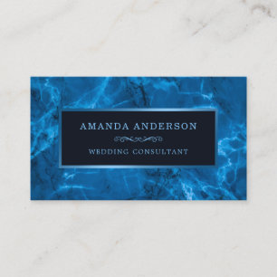 Blue Metallic Frame and Marble   Business Card